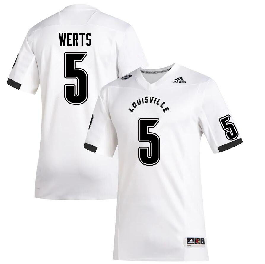 Men #5 Shai Werts Louisville Cardinals College Football Jerseys Sale-White - Click Image to Close